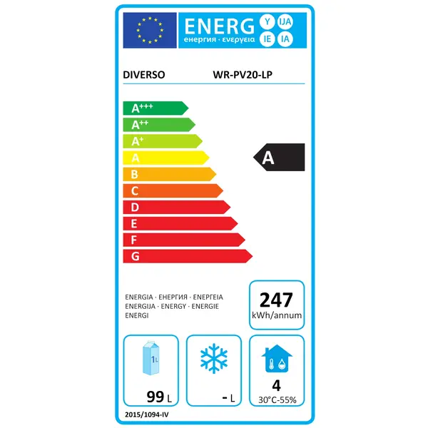 Koelkast | Energiezuinig | 200L | Wit | 0°C/+10°C | Statisch + Ventilator | Deuralarm | 600x625x853(h)mm
