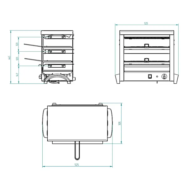 Salamander Toaster | 2 Niveaus | Elektrisch (Quartz Infrarood) | 2.7kW (230V) | Incl. 6 Tostiklemmen | 525x305x445(h)mm