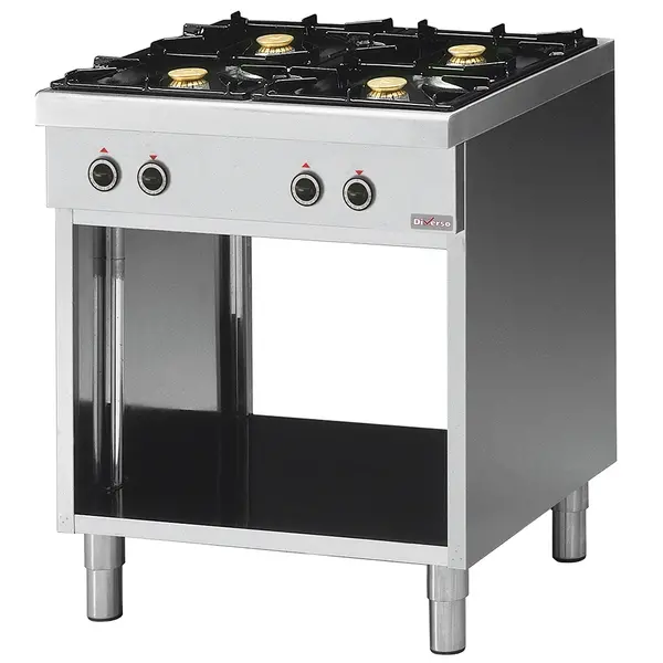 Fornuis | Gas | 4 Branders (2x 3.6kW + 2x 5kW) | Open Onderkast | 700x650x850(h)mm