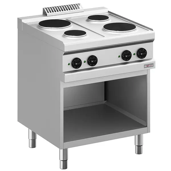 Fornuis | Elektrisch | 4 Kookpunten (Ø145/220) | 8.2kW (400V) | Open Onderkast | 700x700x850(h)mm