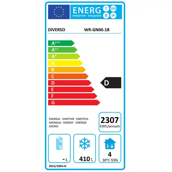 Vrieskast | 600L (2/1 GN) | RVS | -18°C/-22°C | Geforceerd | Wielen (Geremd) | 700x823x2045(h)mm