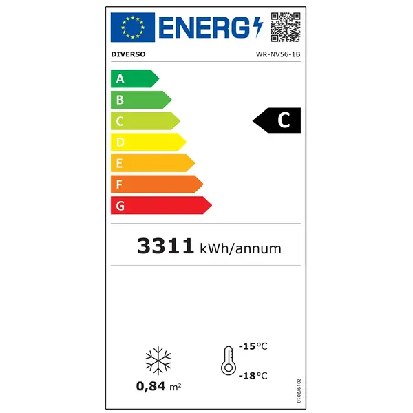 Vrieskast | 560L | Zwart | -15°C/-18°C | Geforceerd | Wielen (Geremd) | 750x760x2040(h)mm