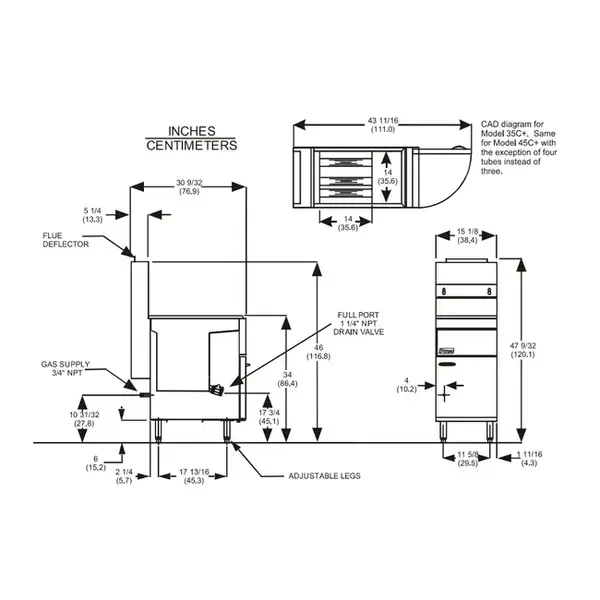 Friteuse | 35C | Aardgas | 18L | 26kW | Aftapkraan | 384x769x864/1168(h)mm