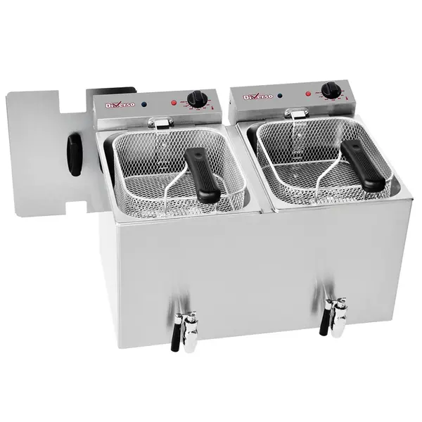 Friteuse | Elektrisch | 8+8L | 0°C/190°C | 6kW (2x 230V) | Aftapkranen | 545x445x350(h)mm