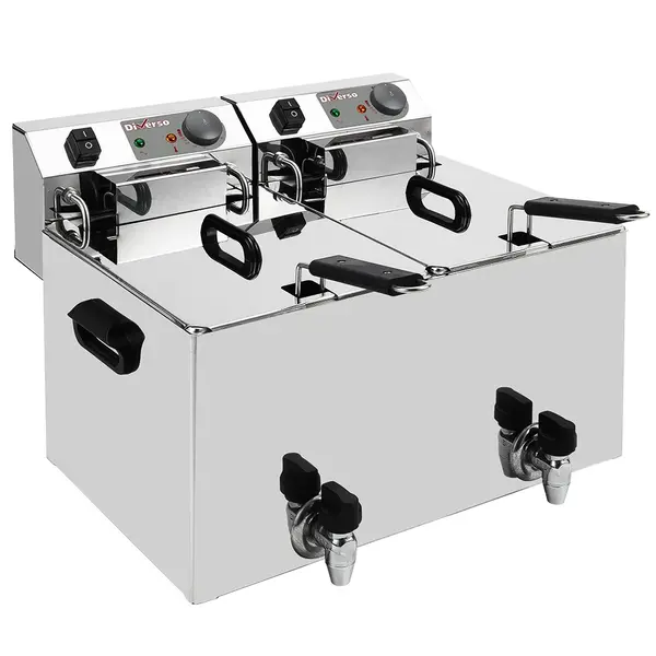 Friteuse | Elektrisch | 10+10L | 0°C/180°C | 9kW (2x 400V) | Aftapkranen | 560x450x320(h)mm