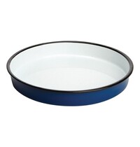 Olympia Dienblad | Geëmailleerd Staal | Blauw /Wit | Ø320x45(h)mm 