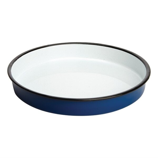 Dienblad | Geëmailleerd Staal | Blauw /Wit | Ø320x45(h)mm