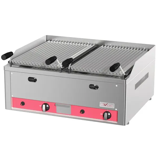 Lavasteengrill | Gas | Oppervlak 600x500 (Staal) | 8kW | Piëzo Ontsteking | 660x530x290(h)mm
