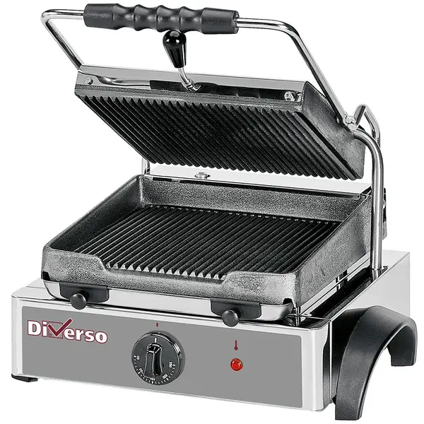 Contact-/Paninigrill | Enkel | Gegroefd Oppervlak 255x255 (Gietijzer) | ≤250°C | 1.8kW (230V) | 330x435x240(h)mm
