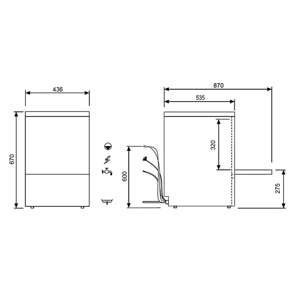 Glazenspoelmachine | Mand 400x400 | Naglanspomp | 230V | 435x540x670(h)mm
