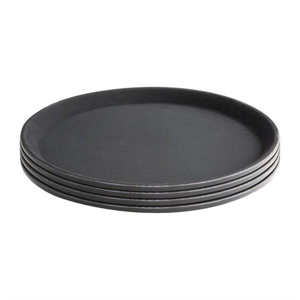 Dienbladenset | KRISTALLON | Polypropyleen | Zwart | Antislip | Stapelbaar | 6 Stuks | Ø356x20(h)mm