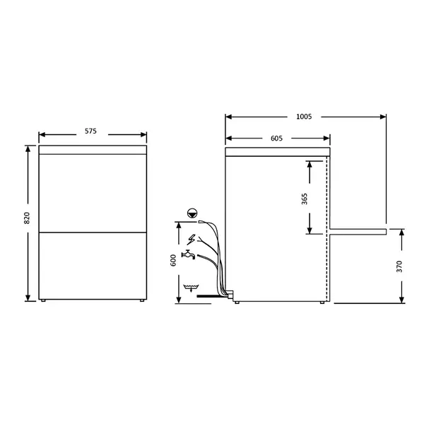 Horeca Vaatwasser | Mand 500x500 | Afvoerpomp | Naglanspomp | 230V | 575x610x820(h)mm