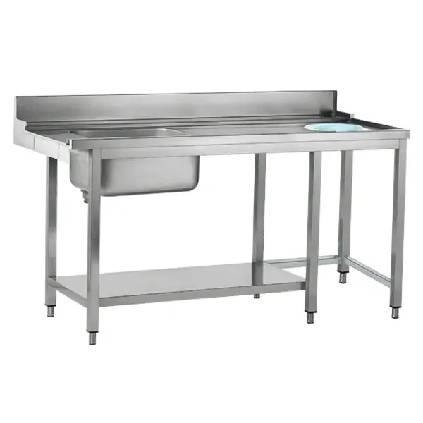 Aanvoertafel (Rechts) | RVS | 1 Spoelbak (Links) + Afvalgat | Bodemschap | Achteropstand | 1200x770x850/1050(h)mm