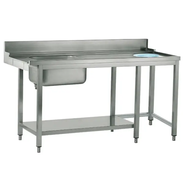 Aanvoertafel (Rechts) | RVS | 1 Spoelbak (Links) + Afvalgat | Bodemschap | Achteropstand | 1800x770x850/1050(h)mm