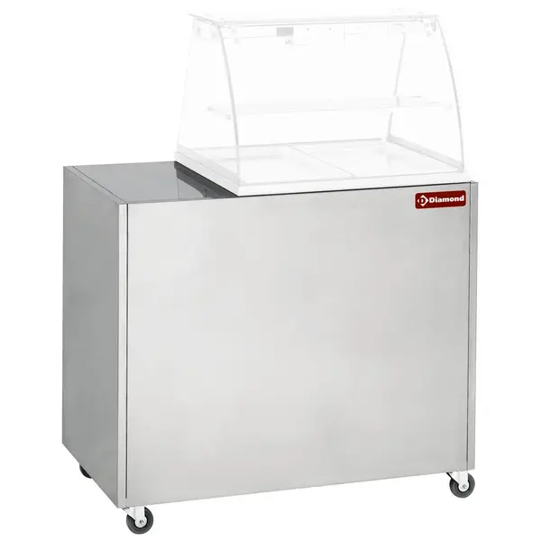Onderkast | Diamond DIA-VBE-211 Warmhoudvitrine | RVS | Schuifdeuren + Tussenschap | Wielen (Geremd) | 1060x615x1380(h)mm