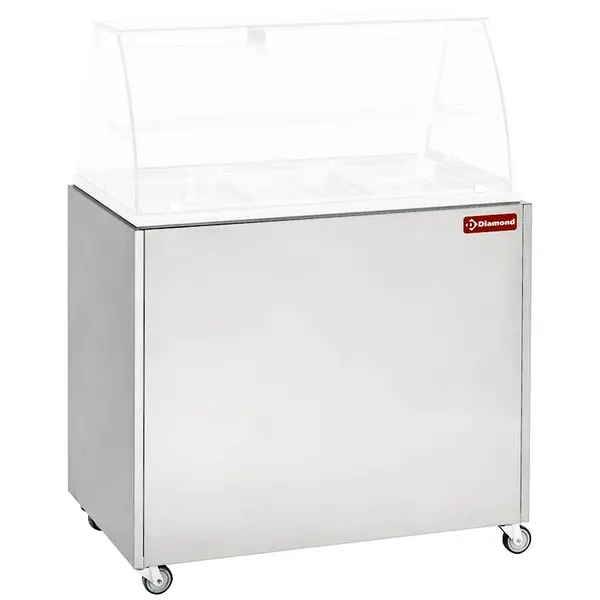 Onderkast | Diamond DIA-VBE-311 Warmhoudvitrine | RVS | Schuifdeuren + Tussenschap | Wielen (Geremd) | 1060x615x1380(h)mm