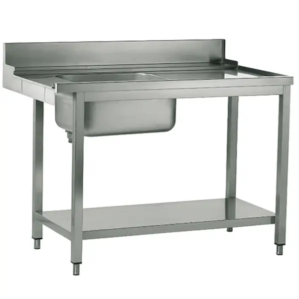 Aanvoertafel (Rechts) | RVS | 1 Spoelbak (Links) | Bodemschap | Achteropstand | 1200x770x850/1050(h)mm
