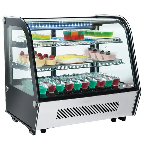Koelvitrine | 120L | RVS/Zwart | +1°C/+12°C | Geforceerd | 3 Niveaus | 695x570x685(h)mm