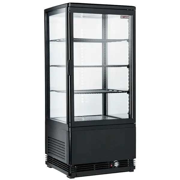 Koelvitrine | 80L | Zwart | +2°C/+12°C | Geforceerd | 4 Niveaus | 428x386x960(h)mm