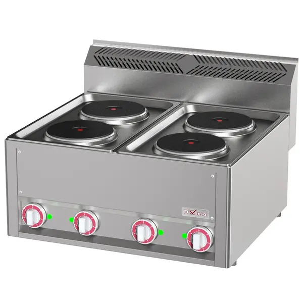 Fornuis | COOKING LINE 600 | Elektrisch | 4 Kookpunten (Ø180) | 8kW (400V) | 660x600x290/435(h)mm