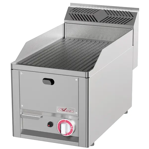 Bak-/Grillplaat | COOKING LINE 600 | Gas | Gegroefd Oppervlak 320x480 (Gietijzer) | 50°C/300°C | 4kW | Piëzo Ontsteking | 330x600x290/435(h)mm