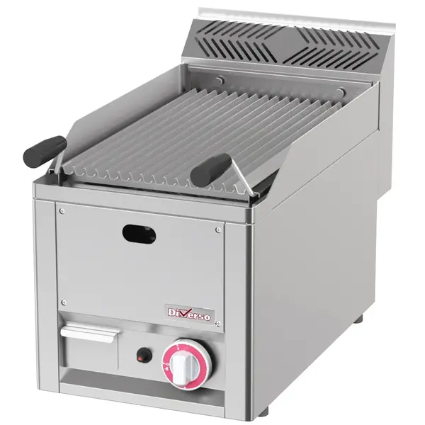 Lavasteengrill | COOKING LINE 600 | Gas | Oppervlak 312x480 (Staal) | 4kW | Piëzo Ontsteking | 330x600x290/435(h)mm