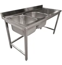 Diverso by Diamond Spoeltafel | ECO | RVS | 2 Spoelbakken (Links) + Afdruipvlak | Achteropstand | Gelaste Constructie | 1800x700x900(h)mm