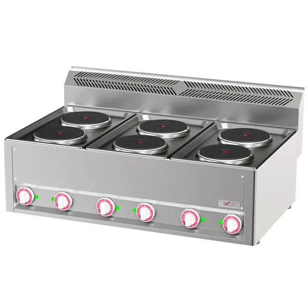 Fornuis | COOKING LINE 600 | Elektrisch | 6 Kookpunten (Ø180) | 12kW (400V) | 990x600x290/435(h)mm