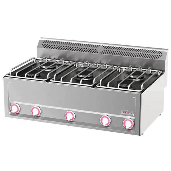 Fornuis | COOKING LINE 600 | Gas | 5 Branders (2x 3kW + 3x 3.6kW) | 990x600x290/435(h)mm