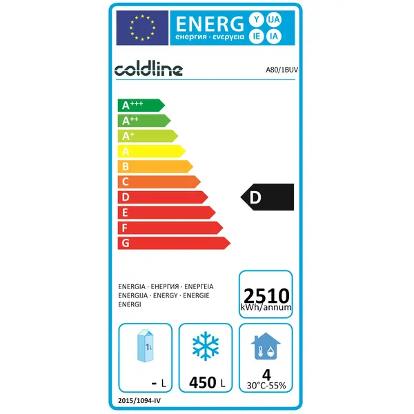 Vrieskast | MASTER | 573L (2/1GN) | RVS | -18°C/-22°C | Geforceerd | WiFi + App | 810x715x2085(h)mm