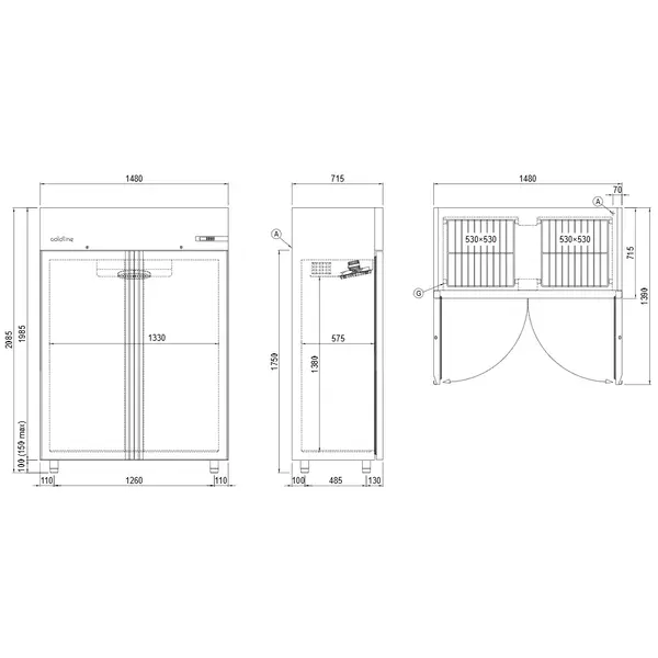 Koelkast | MASTER | 1155L | RVS | 0°C/+10°C | Geforceerd | Draaideuren | WiFi + App | 1480x715x2085(h)mm