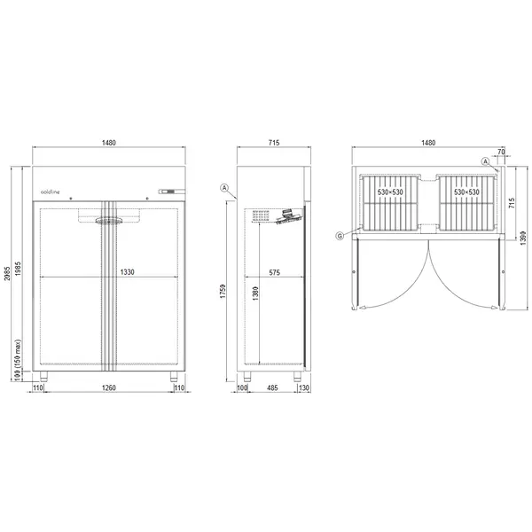 Koelkast | MASTER | 1155L | RVS | -2°C/+8°C | Geforceerd | WiFi + App | 1480x715x2085(h)mm