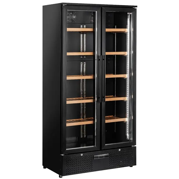Wijnkoelkast | 460L (150x 75cl) | Zwart | 1 Zone | +5°C/+14°C | Geforceerd | Wielen | 900x558x1800(h)mm
