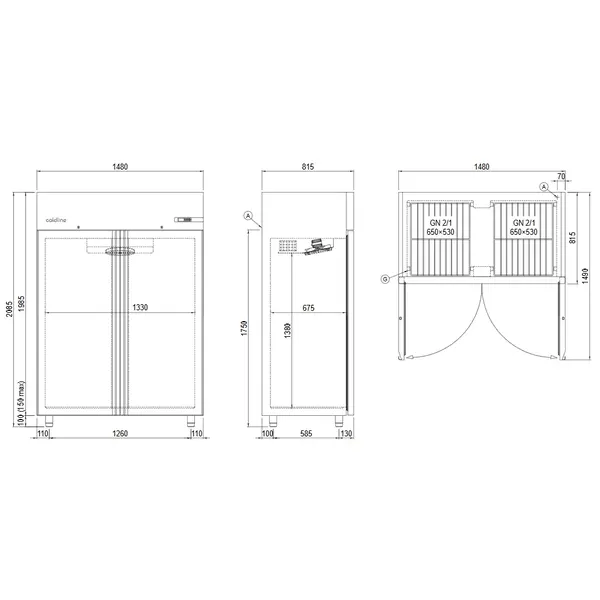 Koelkast | MASTER | 1356L (2/1 GN) | RVS | -2°C/+8°C | Geforceerd | Draaideuren | WiFi + App | 1480x815x2085(h)mm