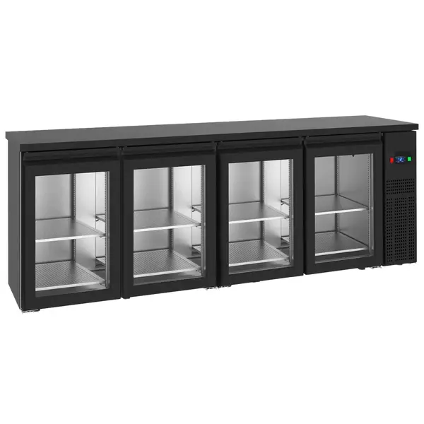 Doorgeef-Barkoelkast | FGB | 680L | Zwart | -2°C/+8°C | Geforceerd | 2x 4 Draaideuren | 2490x610x950(h)mm