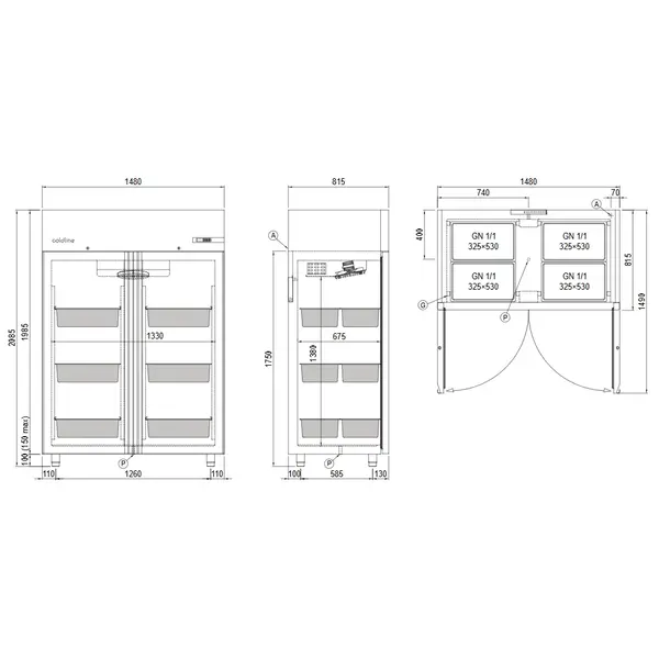 Viskoelkast | MASTER FISH | 1356L (2/1 GN) | RVS | -6°C/+4°C | Geforceerd | WiFi + App | Incl. 12 Visbakken | 1480x815x2085(h)mm