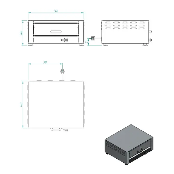 Broodjeswarmer | HOTDOG LINE | 2/3 GN | 0°C/90°C | 0.7kW (230V) | Vochtigheidsregeling | 545x460x220(h)mm
