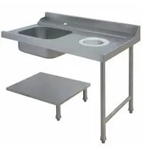 Diamond Aanvoertafel (Rechts) | RVS | 1 Spoelbak (Links) | Bodemschap | Achteropstand | 1600x715x850/1000(h)mm 