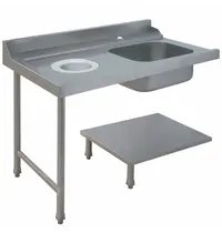 Diamond Aanvoertafel (Links) | RVS | 1 Spoelbak (Rechts) | Bodemschap | Achteropstand | 1600x715x850/1000(h)mm 