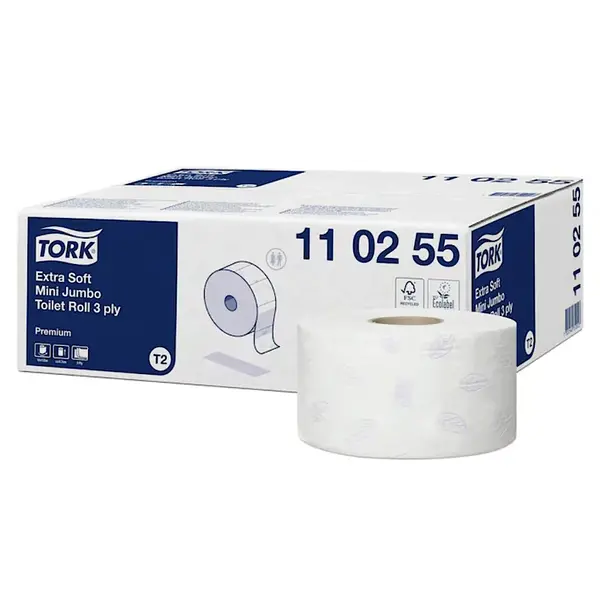 Jumborollen (Mini) | PREMIUM | 3-Laags | Wit | 120m/Rol | 12 Rollen | Ø187mm