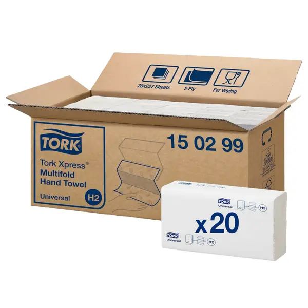 Multifold Handdoeken | Xpress®-Papier (2-Laags) | Wit | 237 Vel/Pak | 20 Pakken | 213x234mm