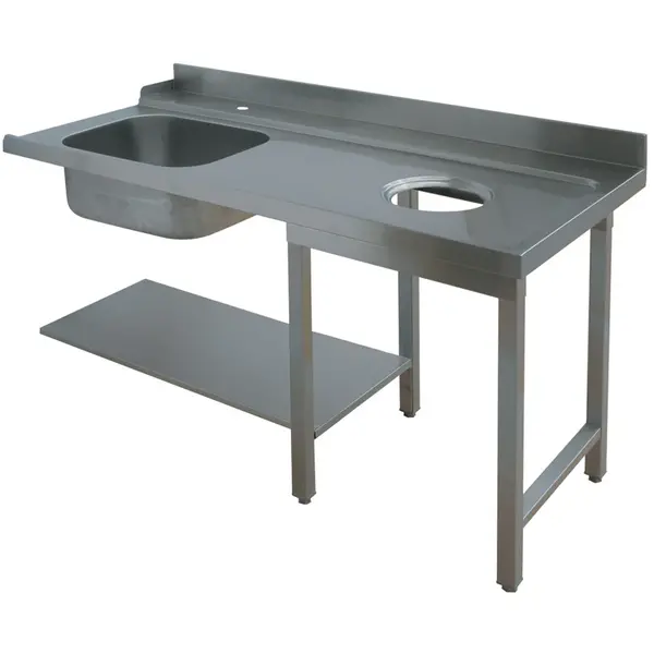 Aanvoertafel (Rechts) | RVS | 1 Spoelbak (Links) + Afvalgat | Bodemschap | Achteropstand | 1800x700x850(h)mm