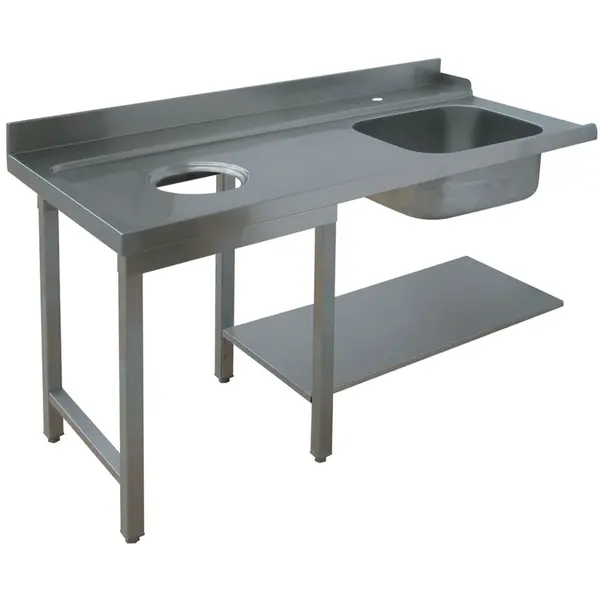 Aanvoertafel (Links) | RVS | 1 Spoelbak (Rechts) + Afvalgat | Bodemschap | Achteropstand | 1800x700x850(h)mm