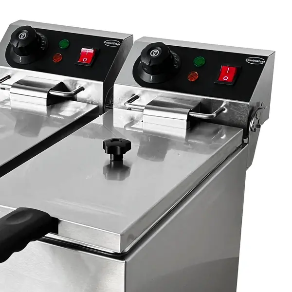 Friteuse | Elektrisch | 4+4L | 60°C/200°C | 4kW (2x 230V) | Aftapkranen | 390x540x330(h)mm