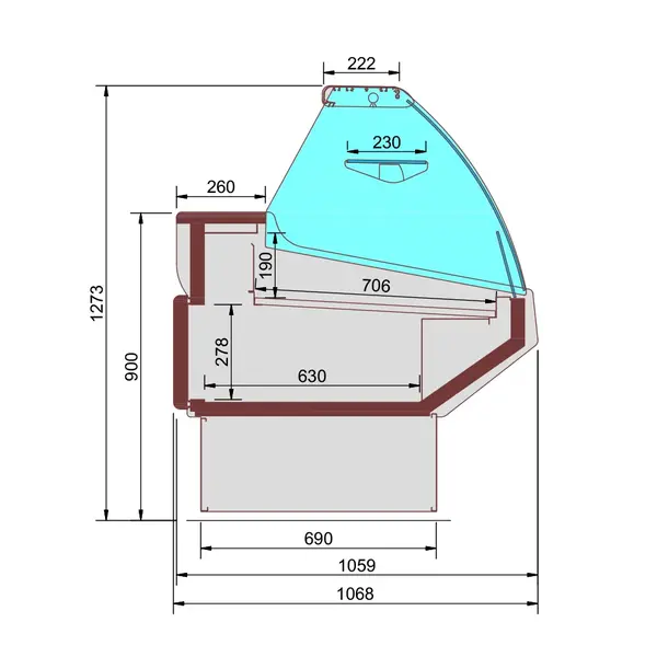 Koeltoonbank | MONACO | +2°C/+4°C | Geforceerd | Gekoelde Reserve | Kantelruit | 1300x1070x1277(h)mm