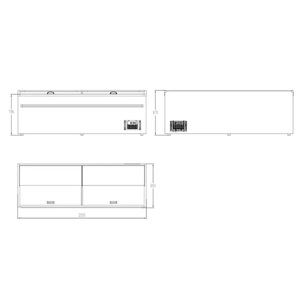 Supermarkt Vrieskist | 1040L | Grijs | -18°C/-22°C | Statisch | Schuifdeksels | 2500x850x870(h)mm