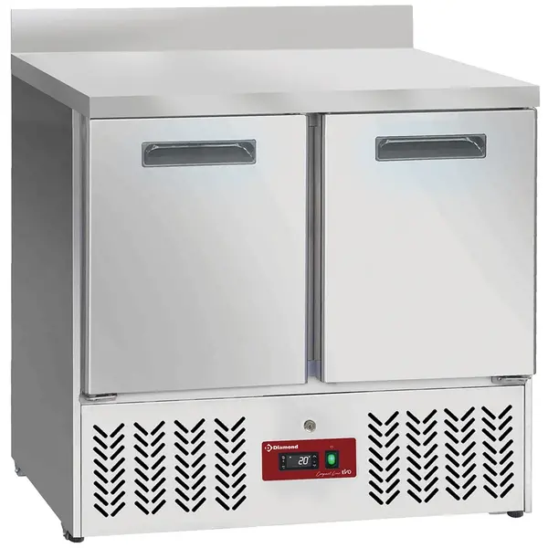 Koelwerkbank | COMPACT LINE EVO | 159L | 2 Deuren (1/1 GN) | 0°C/+8°C | Statisch + Ventilator | Achteropstand | Werkblad Afneembaar | Wielen (Geremd) | 900x700x880/980(h)mm