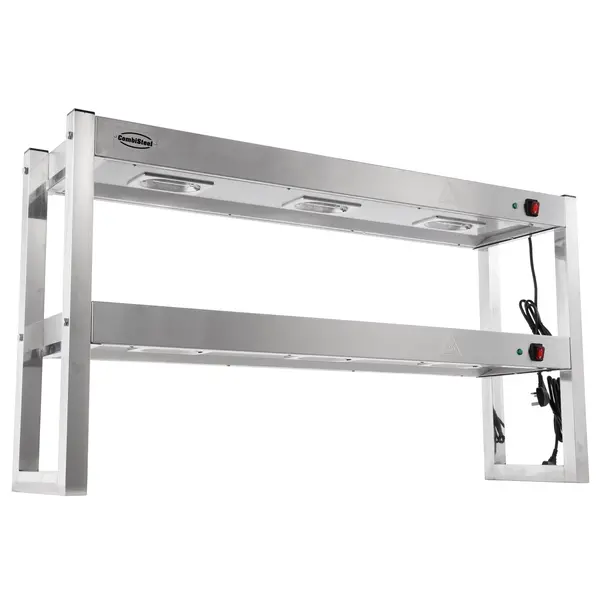 Etagère/Warmtebrug | RVS | 2 Niveaus | Verwarmd (Halogeen) | 60°C/70°C | 1.8kW (2x 230V) | 1200x300x650(h)mm