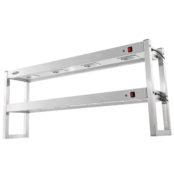 Etagère/Warmtebrug | RVS | 2 Niveaus | Verwarmd (Halogeen) | 60°C/70°C | 2.4kW (2x 230V) | 1500x300x650(h)mm