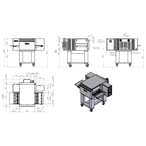 Onderstel | Diamond Tunneloven DIA-FTGV40/58-N | Wielen (Geremd) | 765x580x620(h)mm